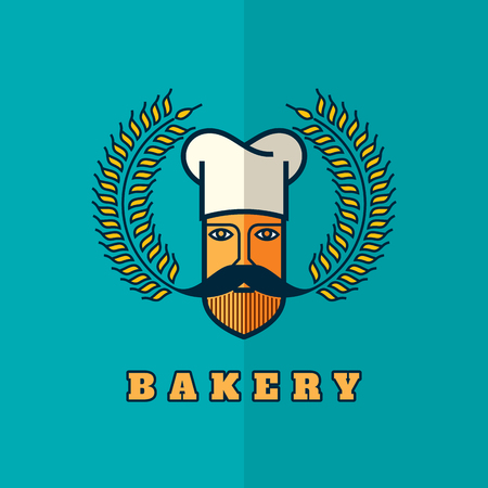 Design of Bakery chef with wheatのイラスト素材