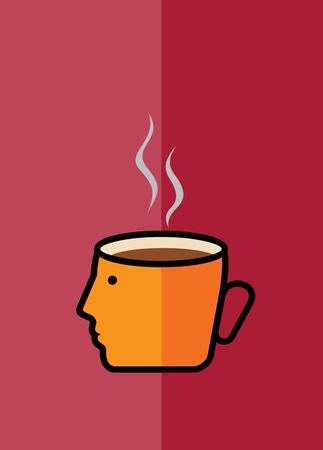 thinking a cup of coffee, vector designのイラスト素材