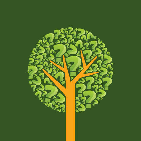 Question mark, vector alphabet of green leaves.のイラスト素材