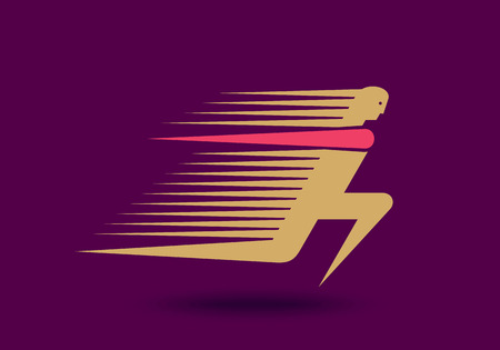 Runner logo. Fast simple stylized athlete figure.のイラスト素材