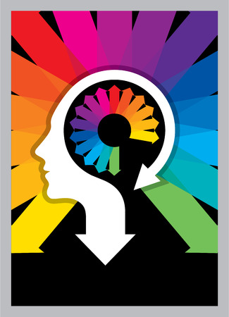 Thoughts and options. vector illustration of headのイラスト素材