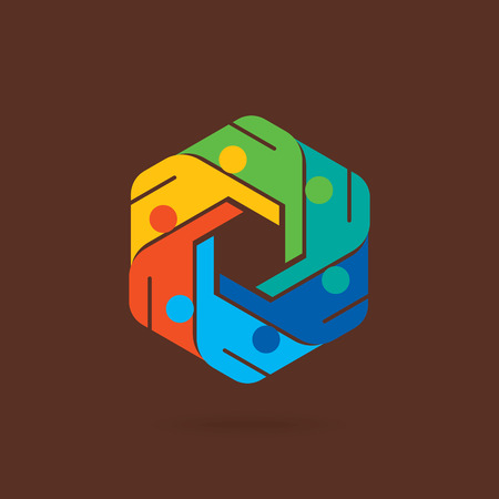 Teamwork People, Holding hands. Design for teamwork concept illustrationのイラスト素材