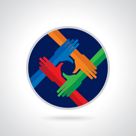 Teamwork People, Holding hands. Design for teamwork concept illustrationのイラスト素材