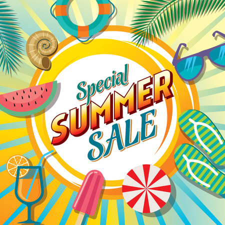 Summer Sale banner design template for promotionのイラスト素材