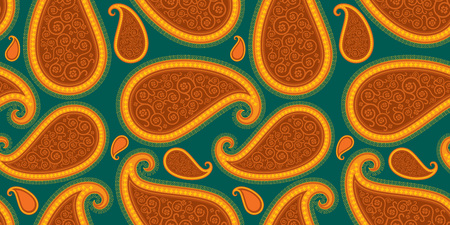 Seamless pattern of beautiful paisley cucumbers Turkish, Indian, Persian, Mexican, African,. Vector illustrationのイラスト素材