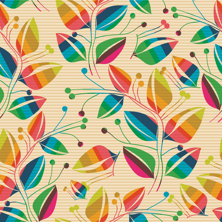 Abstract Nature Pattern with plants, flowers. Endless pattern can be used for wallpaper, pattern fills, web page background, surface textures.Retro wallpaper, background, fabric and interior design usageのイラスト素材