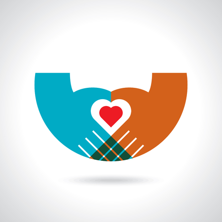 heart in hands on a white background. color symbolのイラスト素材