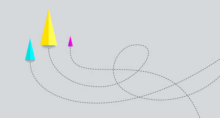 Business concept of team leadership. Paper arrow flying on front. Copy space for text input. Vector illustrations in flat design.のイラスト素材