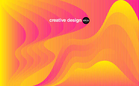 Color geometric gradient, futuristic background. Element of modern design wallpaper, background, packaging. Bright color lines, abstract shapes, dots. Background in minimalist style.のイラスト素材