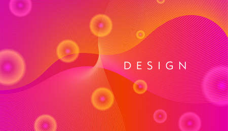 Color geometric gradient, futuristic background. Element of modern design wallpaper, background, packaging. Bright color lines, abstract shapes, dots. Background in minimalist style.のイラスト素材