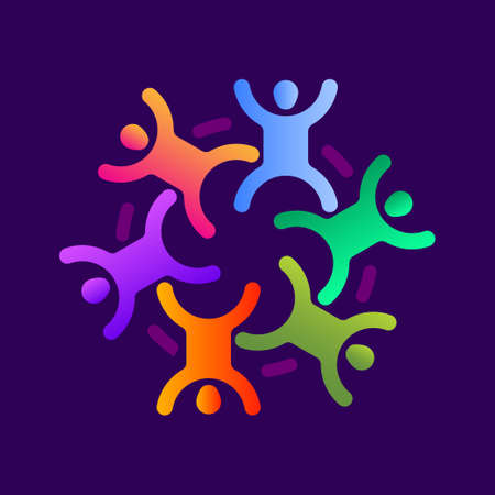 Teamwork logo holding group of six people.のイラスト素材