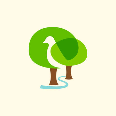 Tree with bird icon, Nature creative concept.のイラスト素材