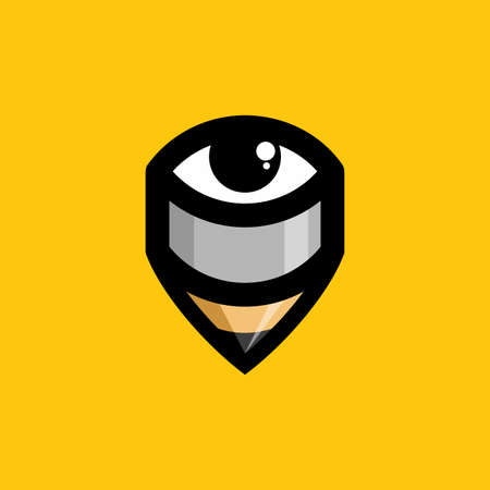 Simple sign for drawing school, eye and pencil creative vector.のイラスト素材