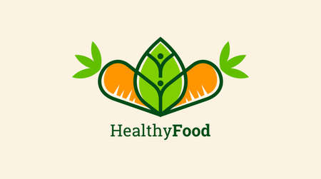 Healthy icon with carrot and abstract figure, Health care vector template.のイラスト素材