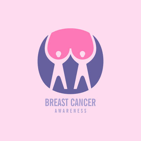 Breast cancer awareness hand people campaign over icon for  poster.のイラスト素材