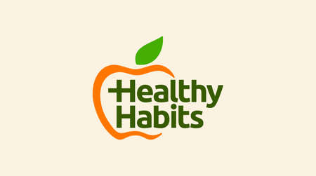 Healthy icon with apple and abstract figure, Apple health care vector template.のイラスト素材