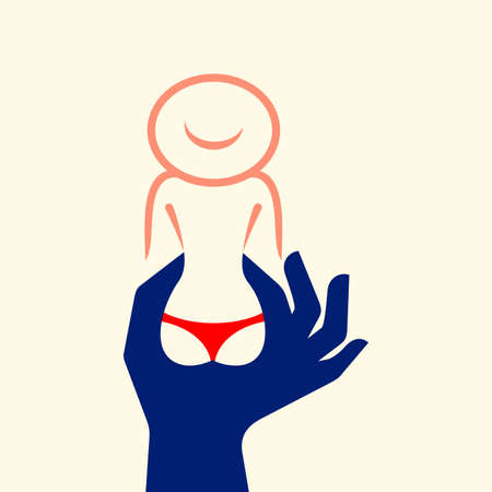 Creative concept of hand with womanのイラスト素材