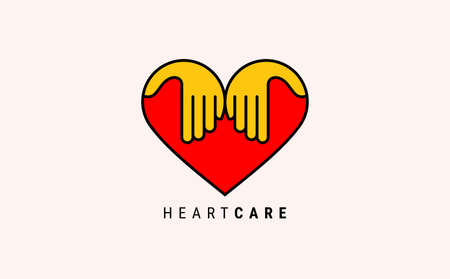 Icon of kindness and charity, Hands and heart.のイラスト素材