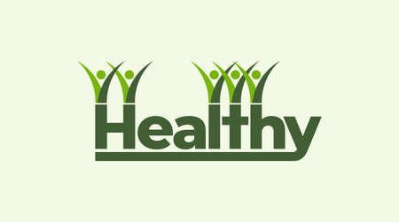 Abstract symbol with happy human. Sport, fitness, medical or health care center design conceptのイラスト素材