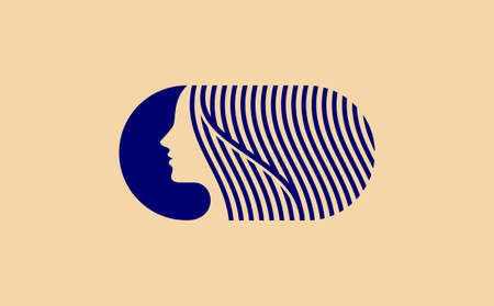 woman long hair style icon, women face on white background, vector.のイラスト素材