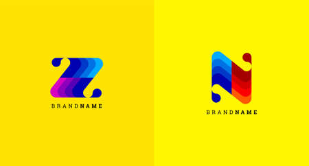 Abstract letter Z and N icon in colorful design styleのイラスト素材