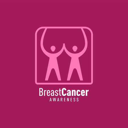 Breast cancer awareness hand people campaign over iconのイラスト素材