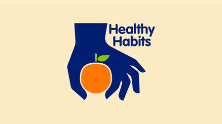 Healthy icon with orange and abstract figure, Health care vector logo template.のイラスト素材