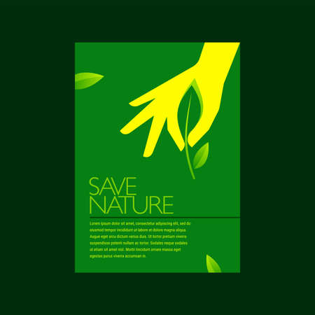 Vector sign environment friendly, hand and leaf. creative concept.のイラスト素材