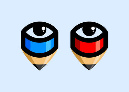 Simple sign for drawing school, eye and pencil creative vector.のイラスト素材