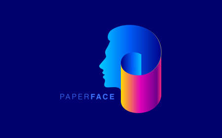 A man's face is made by folded paper, creative concept vectorのイラスト素材