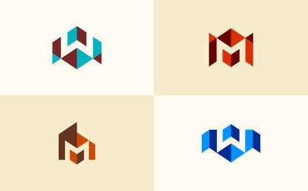 Letter M design. Concept for architecture corporate business or urban city skyline Real Estate. Vector Illustrationのイラスト素材