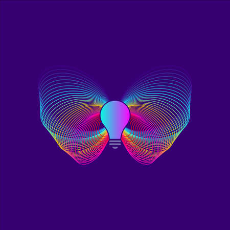 Flying light bulb idea, Creative colorful concept.のイラスト素材