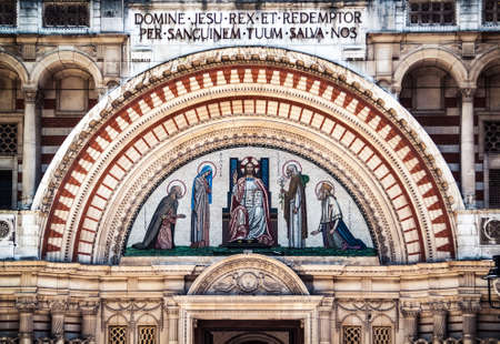 LONDON, UK - MAY 25, 2014: Beautifully decorated entrance to Westminster Cathedral, the mother church of the Catholic Church in England and Wales.のeditorial素材