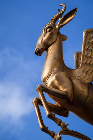 LONDON, UK - FEB 2ND 2014: The Golden Gazelle photographed outside South Africa House at Trafalgar Square in London, UK, on 2nd February 2014のeditorial素材
