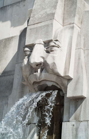 Milan, Italy - September 5th, 2015: closeup photo of a fountain outside the Milano Centrale railway station in Italy.の写真素材