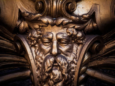 LONDON, UK - FEB 2ND 2014: Close-up shot of the decorations on the building at 43 Charing Cross Road in London, photographed on 2nd February 2014.のeditorial素材