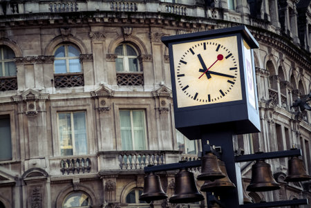 LONDON, UK - FEB 2ND 2014: The restored Swiss Glockenspiel, featuring 27 bells and 11 moving Swiss...