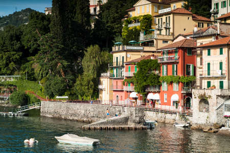 Varenna, Italy - September 4th, 2015: people enjoying themselves in the resort town of Varenna near Lake Como in North Italy.のeditorial素材