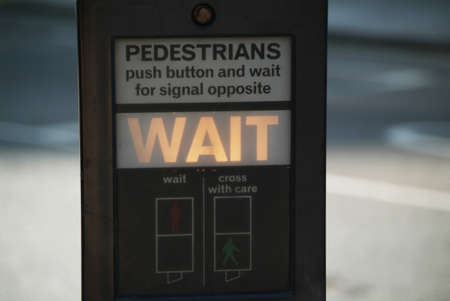 LONDON, UK - 6TH JUL 2013: A Wait sign photographed in one of the streets of London, UK, on the morning of 6th July 2013.のeditorial素材