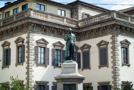 photo of a monument dedicated to Cesare Beccaria, a prominent Italian criminologist, jurist, philosopher, and politicianのeditorial素材
