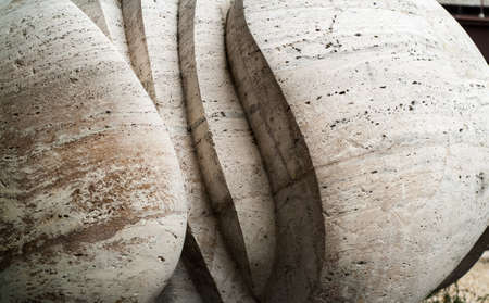 Karlovy Vary, Czech Republic - January 25, 2015: closeup photo of Slavoj Nejdl, a 1977 stone sculpture outside Hotel Thermal in Karlovy Vary (Karlsbad), photographed on January 25th, 2015.のeditorial素材