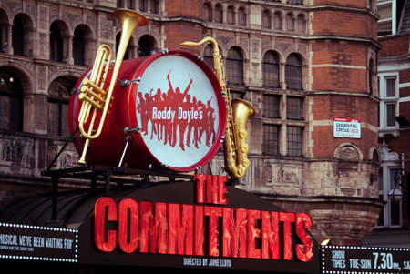 LONDON, UK - FEB 2ND 2014: The Palace Theatre in central London advertising its show The Commitments on 2nd February 2014のeditorial素材