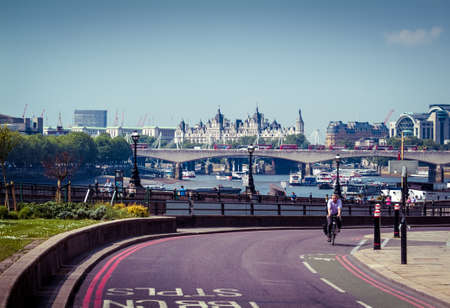 LONDON, UK â MAY 17, 2014: A view of London from the Blackfriars Station area, with the Royal Courts of Justice building seen in the background.のeditorial素材