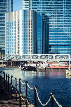 LONDON, UK - MARCH 16, 2014: Photo of London's Canary Wharf area, including the Citi and State Street buildings.のeditorial素材