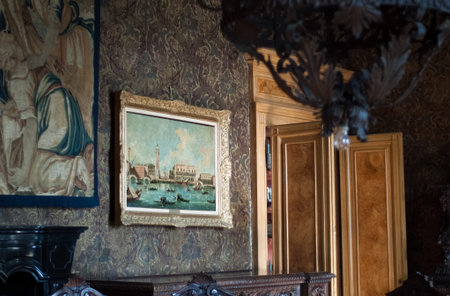 Varenna, Italy - September 4th, 2015: inside the Black Room at Villa Monastero, a house museum near Lake Como in Varenna, Italy.のeditorial素材