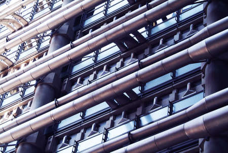 a close-up photo of the Lloyds Building in the City of London (architect Richard Rogers)の写真素材