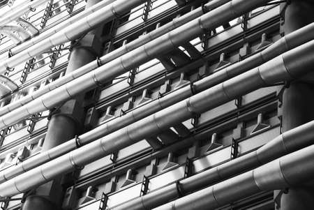 a close-up photo of the Lloyds Building in the City of London (architect Richard Rogers)の写真素材