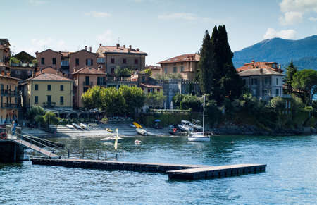 Varenna, Italy - September 4th, 2015: people enjoying themselves in the resort town of Varenna near Lake Como in North Italy.のeditorial素材