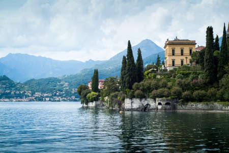 a picturesque view of Lake Como from Villa Monastero in Italyの写真素材
