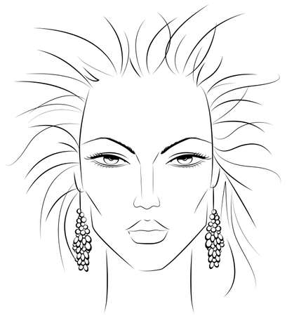 sketch of a female face which can be a perfect template for makeup techniquesの写真素材